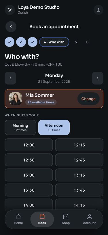 Example from the Loya demo studio